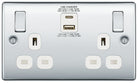 Nexus Metal Polished Chrome 13A Double USB Socket with 45W A+C Ports NPC22UAC45W - The Switch Depot