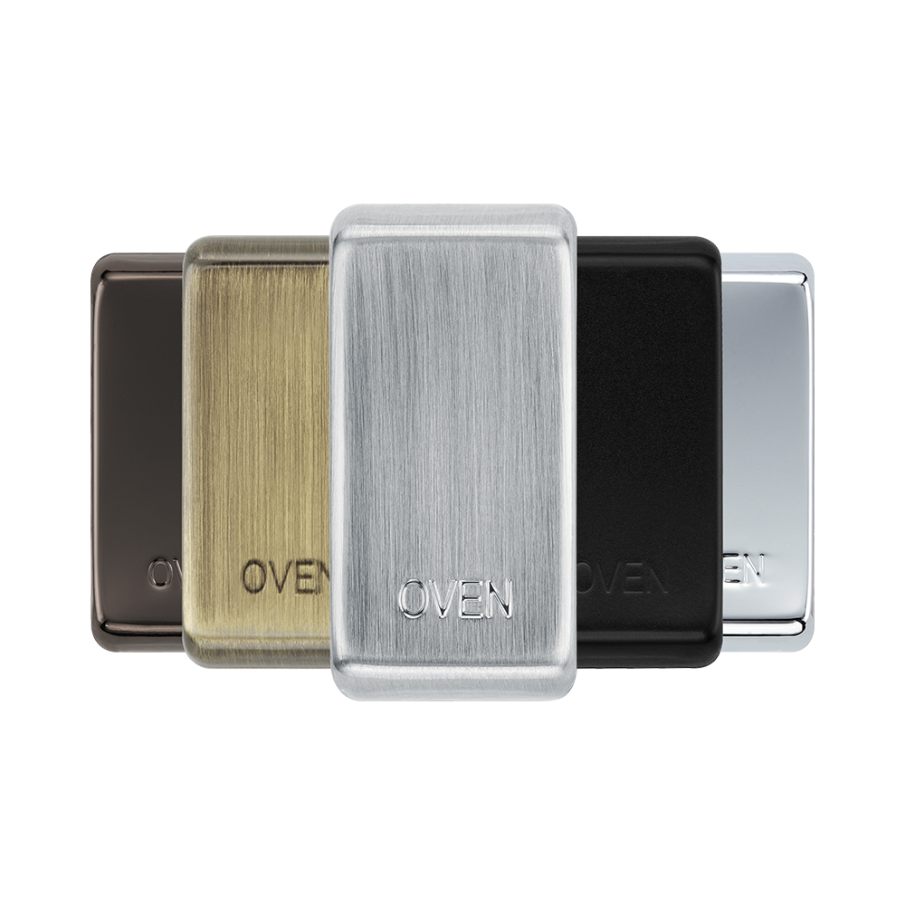 BG Grid Brushed Steel oven engraved rocker cap colour range with Brushed Steel at the front