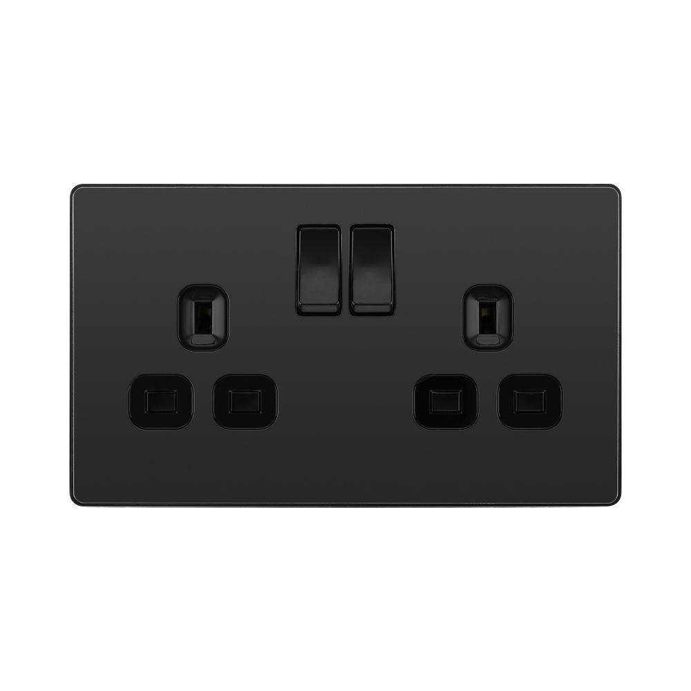 BG Evolve Black Chrome 13A Double Socket PCDBC22B