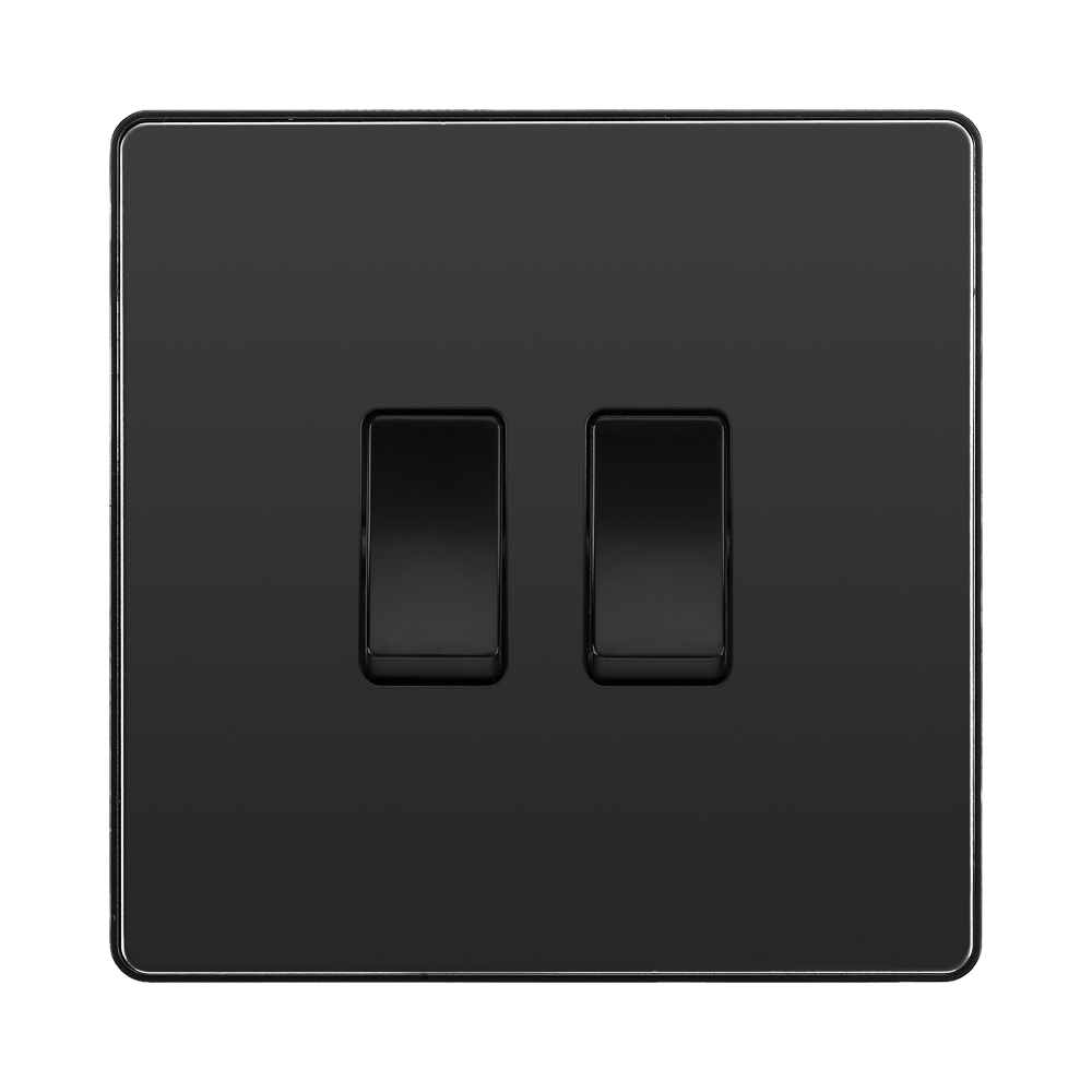 BG Evolve Black Chrome 2G 2W Light Switch PCDBC42B