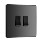 BG Evolve Polycarbonate Black Chrome 2G Light Switch PCDBC42B Available From RS Electrical left side