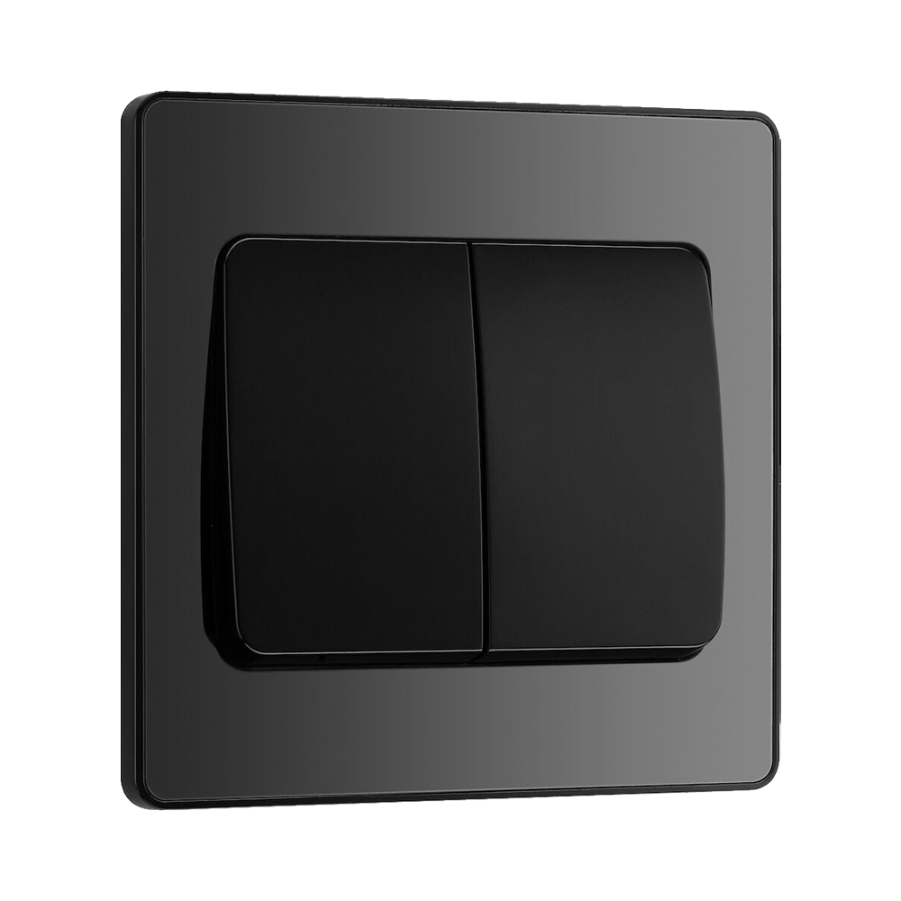 BG Evolve Polycarbonate Black Chrome 2G Wide Rocker Light Switch PCDBC42WB Available From RS Electrical left side