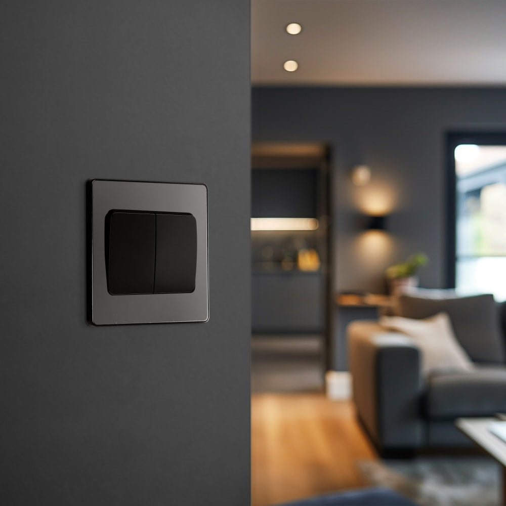 BG Evolve Polycarbonate Black Chrome 2G Wide Rocker Light Switch PCDBC42WB Available From RS Electrical interior