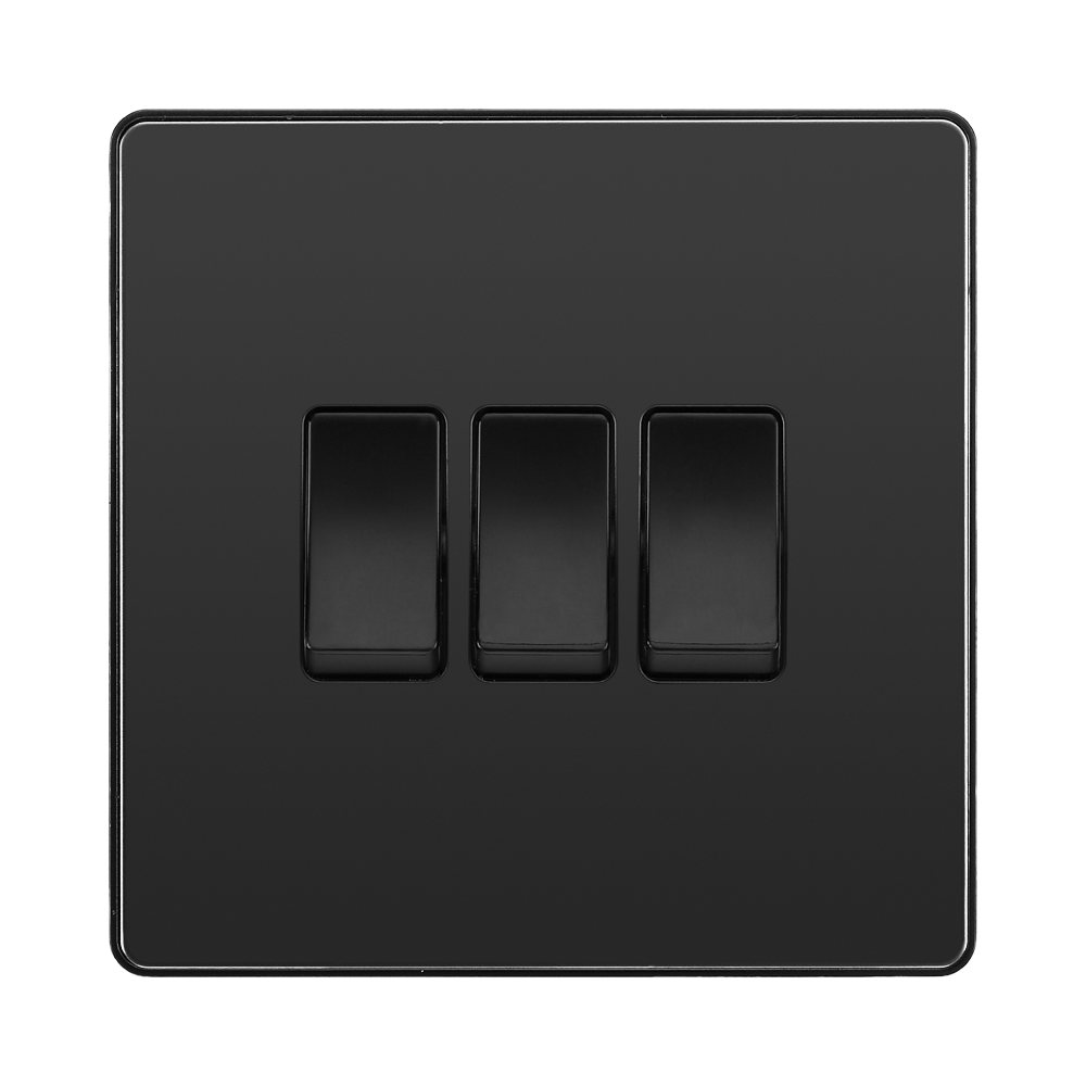 BG Evolve Black Chrome 3G 2W Light Switch PCDBC43B