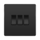 BG Evolve Black Chrome 3G 2W Light Switch PCDBC43B