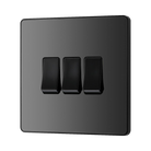 BG Evolve Polycarbonate Black Chrome 3G Light Switch PCDBC43B Available From RS Electrical right side