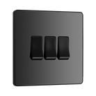 BG Evolve Polycarbonate Black Chrome 3G Light Switch PCDBC43B Available From RS Electrical left side