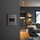 BG Evolve Polycarbonate Black Chrome 3G Light Switch PCDBC43B Available From RS Electrical interior
