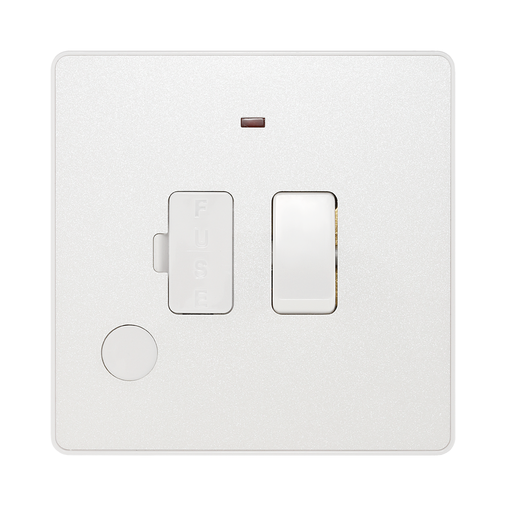 BG Evolve Pearl White 13A Switched Spur with LED and Flex Outlet PCDCL52W