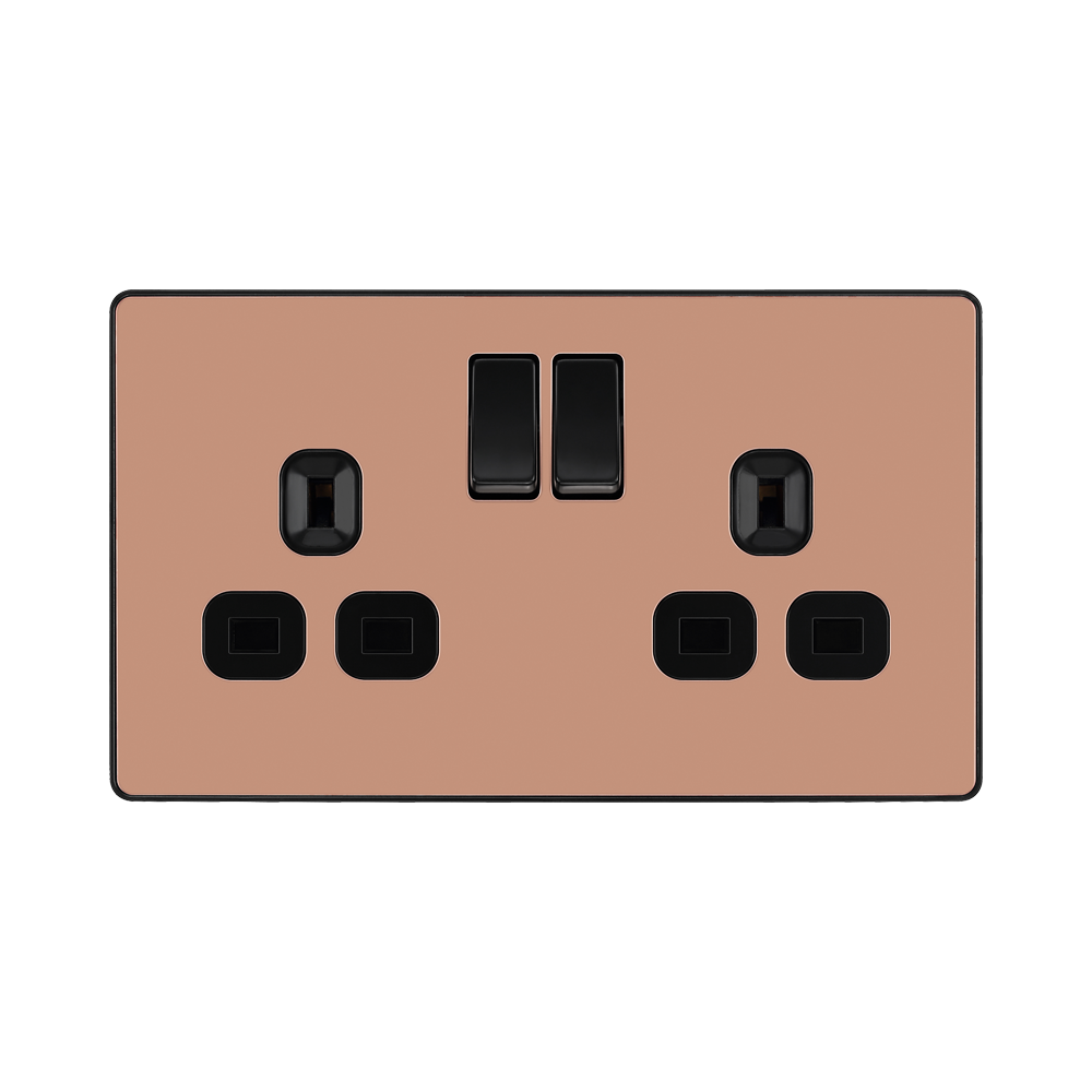 BG Evolve Polished Copper 13A Double Socket PCDCP22B