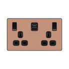 BG Evolve Polished Copper 13A Double USB Socket with 22W A+C Ports PCDCP22UAC22B