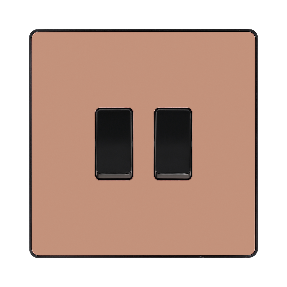 BG Evolve Polished Copper 2G 2 Way Light Switch PCDCP42B