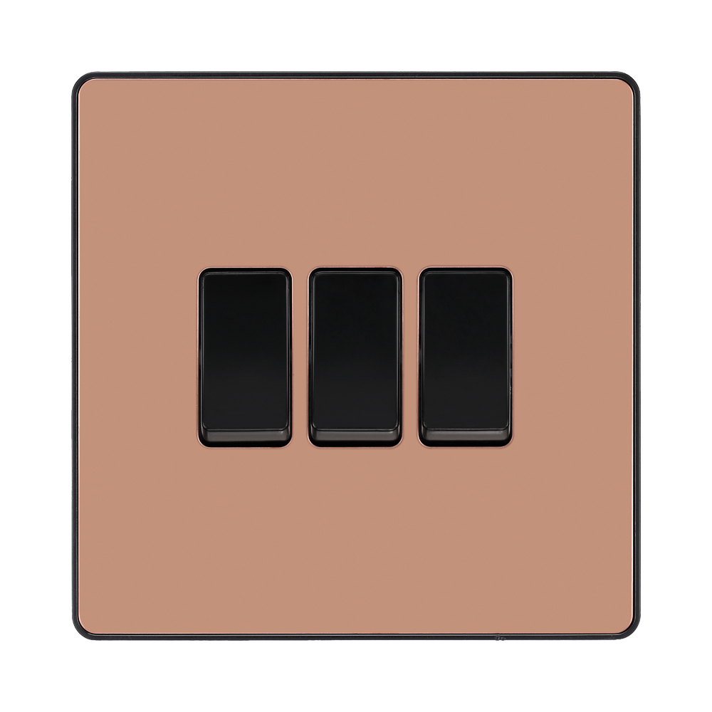 BG Evolve Polished Copper 3G 2 Way Light Switch PCDCP43B