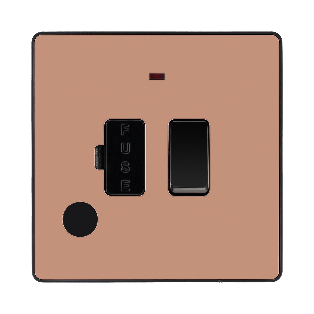 BG Evolve Polished Copper 13A Switched Spur with Neon and Flex Outlet PCDCP52B