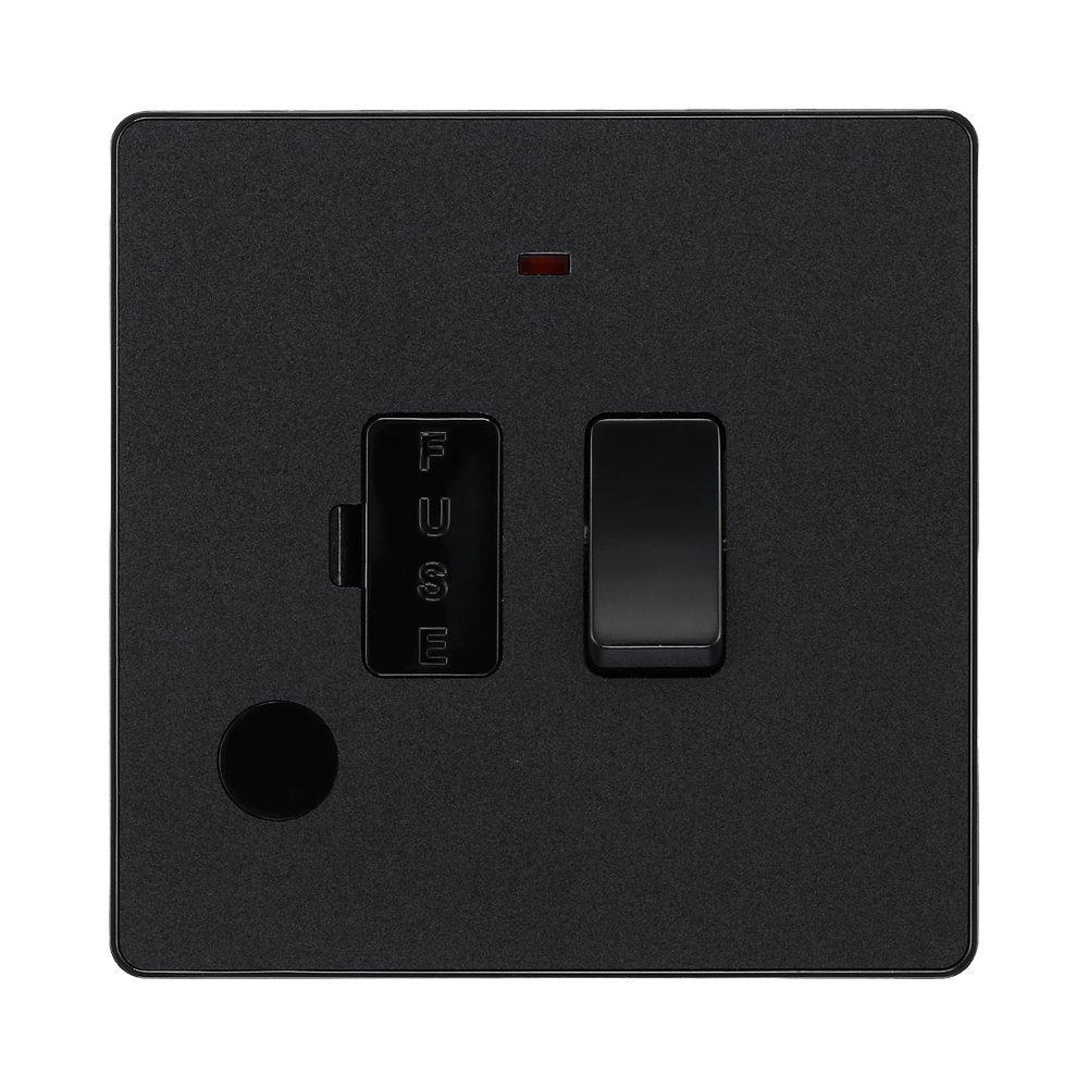 BG Evolve Matt Black 13A Switched Spur with LED and Flex Outlet PCDMB52B