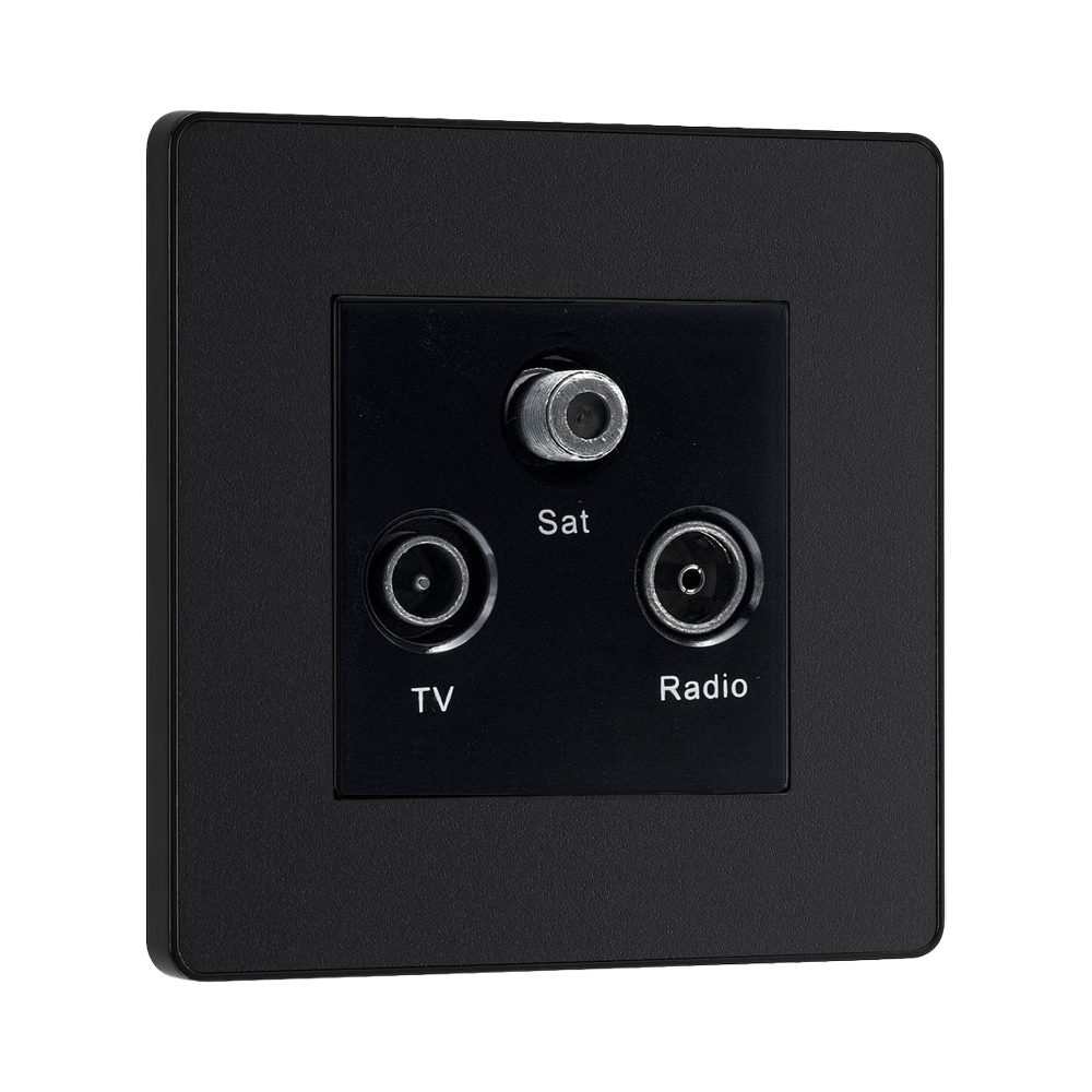 BG Evolve Matt Black TV, FM and satellite Socket