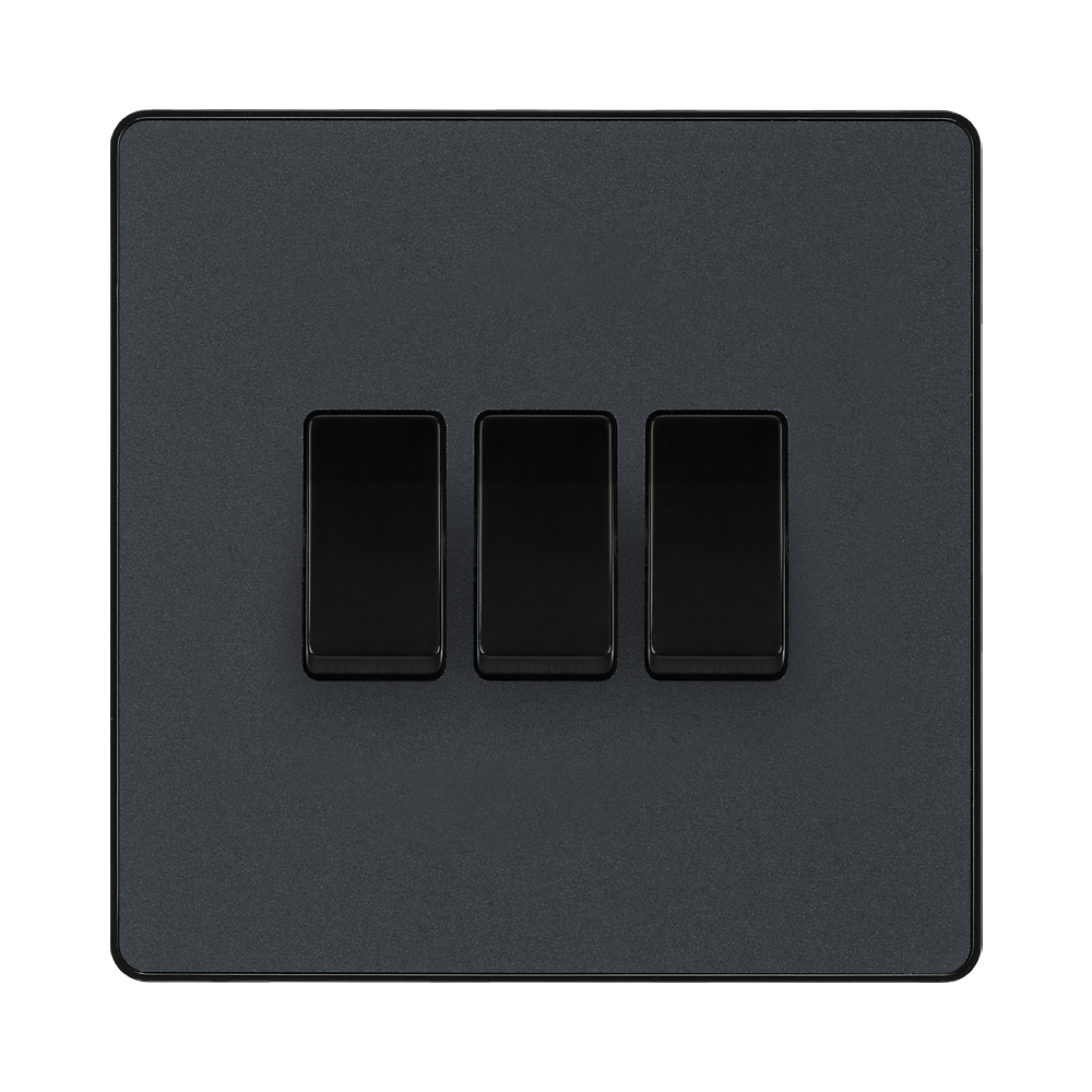 BG Evolve Matt Grey 3G 2W Light Switch PCDMG43B