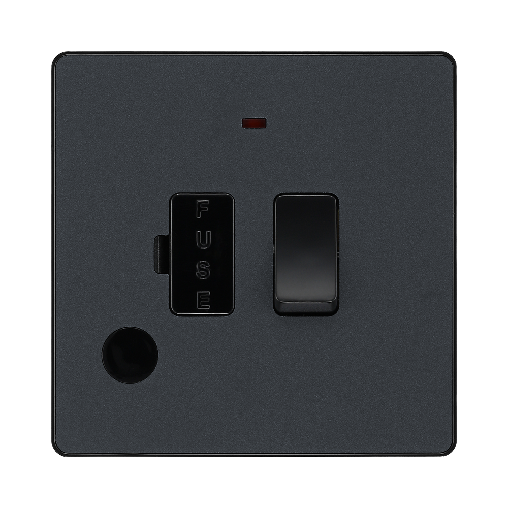 BG Evolve Matt Grey 13A Switched Spur with LED and Flex Outlet PCDMG52B
