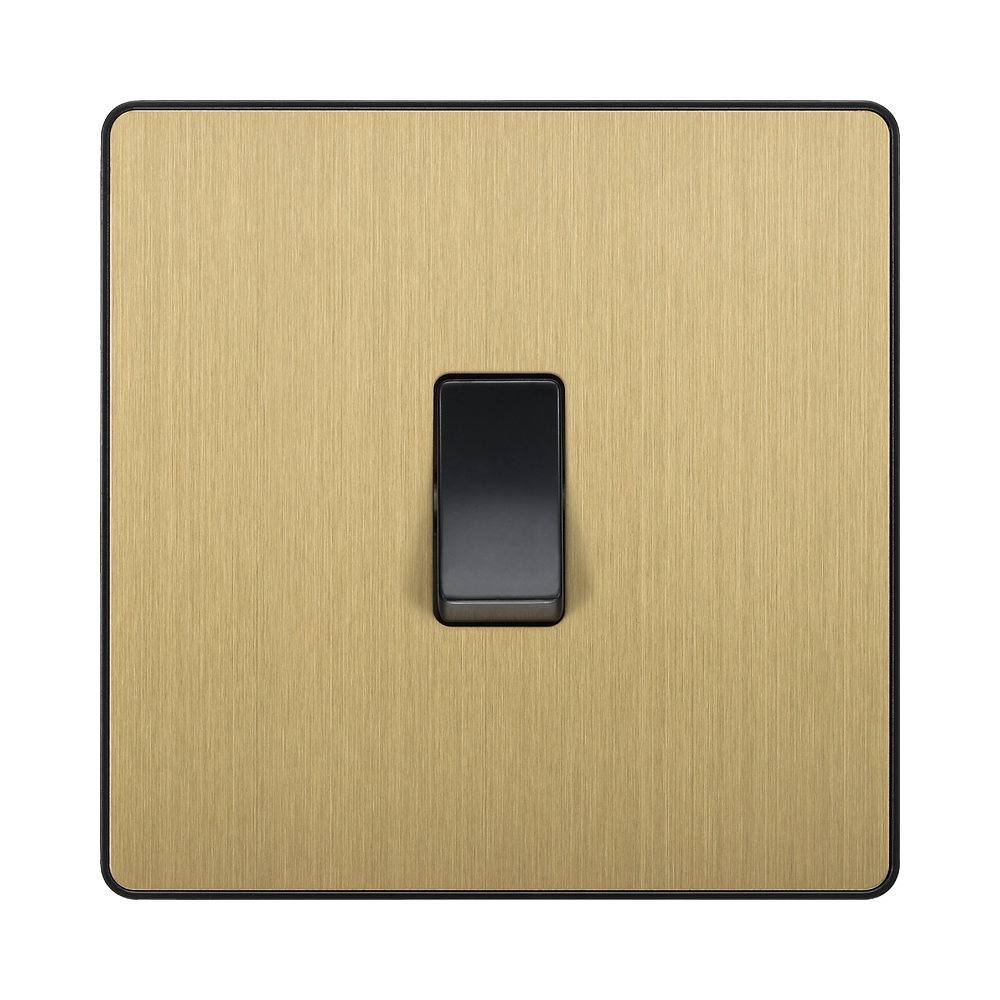 Front view of BG Evolve Satin Brass 1G 2W Light Switch