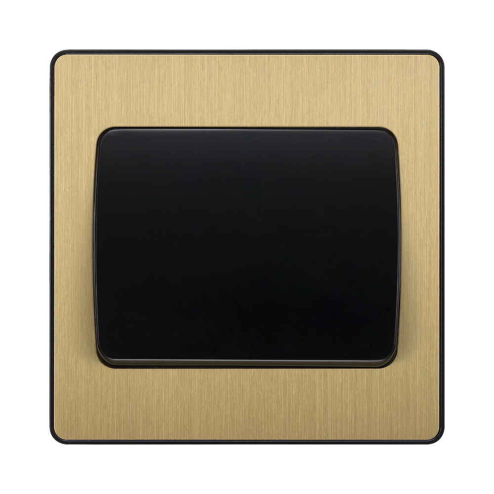Front view of BG Evolve Satin Brass 1G 2W Wide Rocker Light Switch