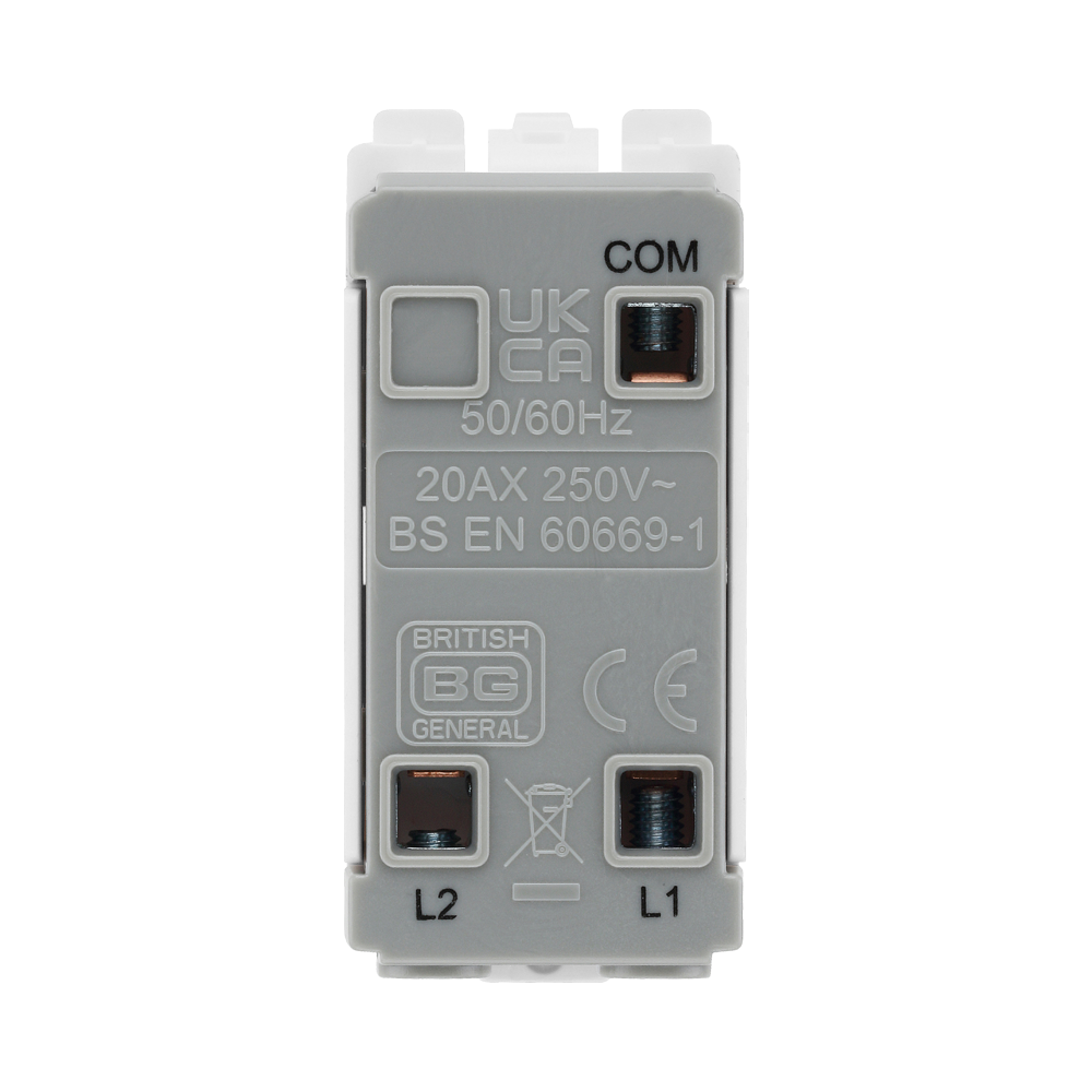 BG White Moulded PVC 20A 2 Way Printed Key Grid Module R12EL – product view 3
