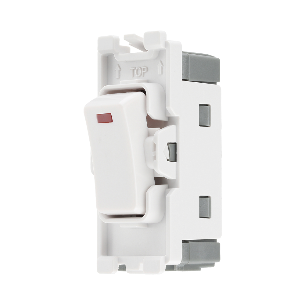 BG White Moulded PVC 20A Double Pole with Neon Grid Module R31 – product view 2
