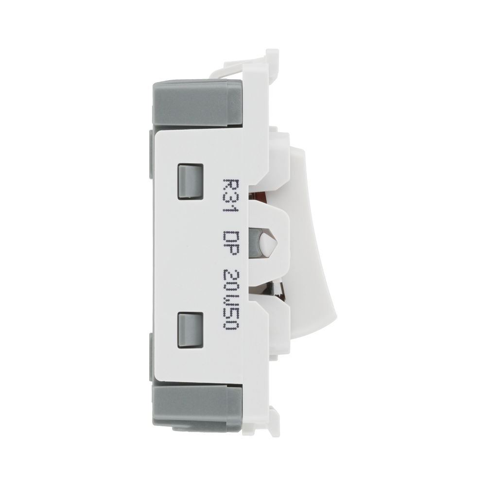 BG White Moulded PVC 20A Double Pole with Neon Grid Module R31 – product view 4