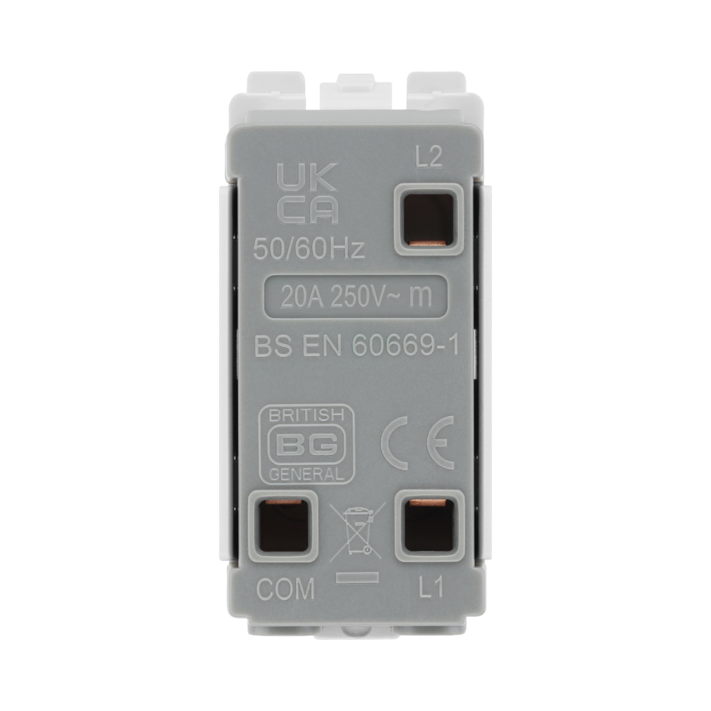 BG Brushed Steel 20A Centre Off Retractive Grid Switch RBS14C – product view 3
