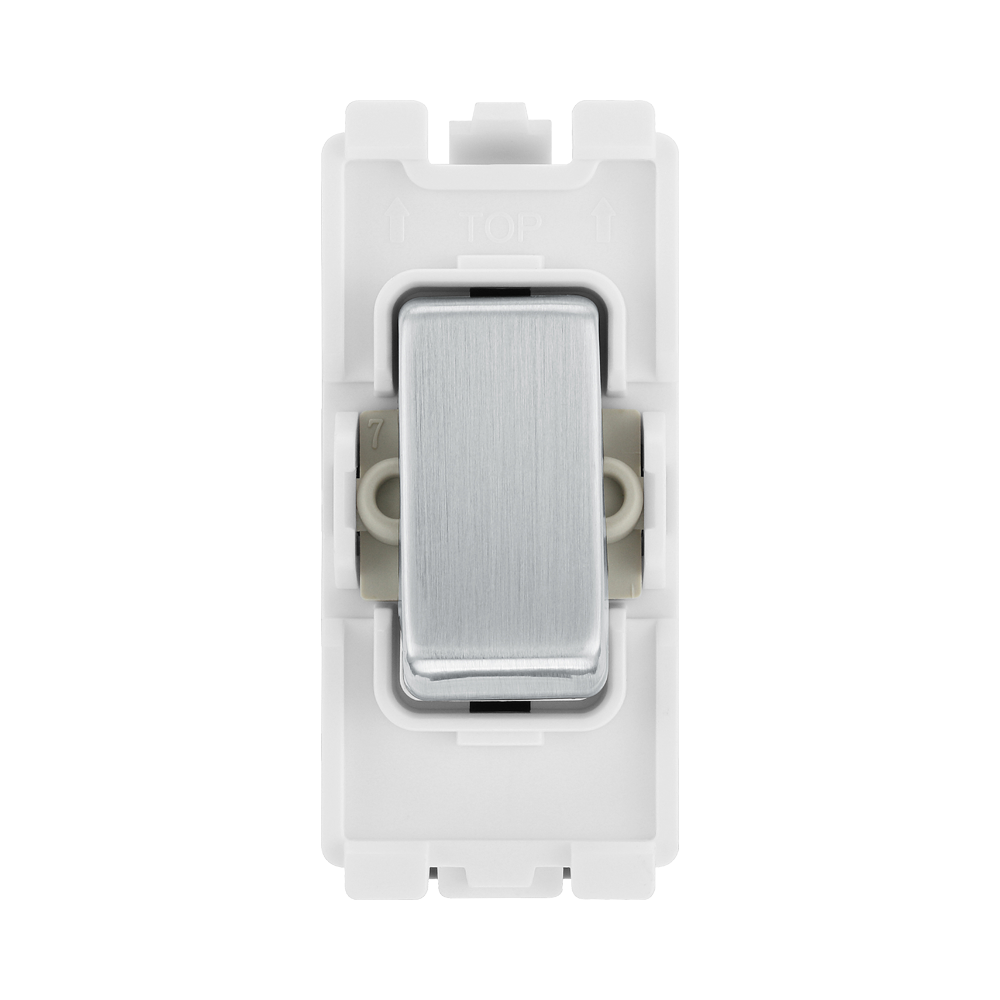 BG Brushed Steel 20A Double Pole Grid Switch RBS30 – product view 1
