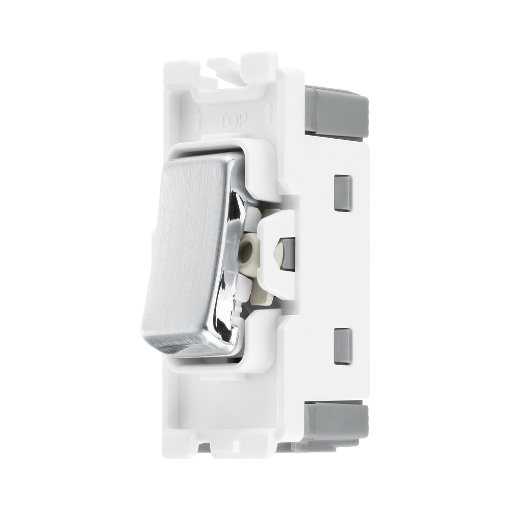 BG Brushed Steel 20A Double Pole Grid Switch RBS30 – product view 2
