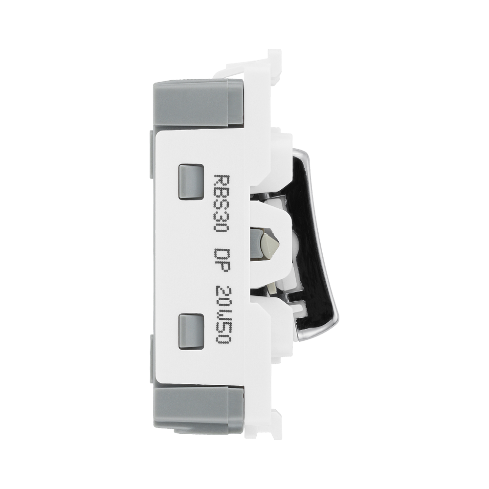BG Brushed Steel 20A Double Pole Grid Switch RBS30 – product view 4