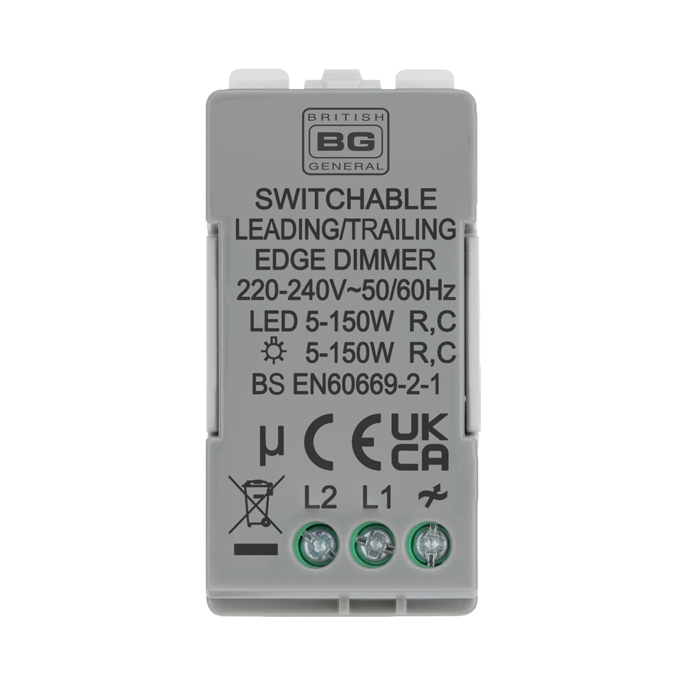 BG Brushed Steel Dimmer Grid Switch RBSDLT – product view 3