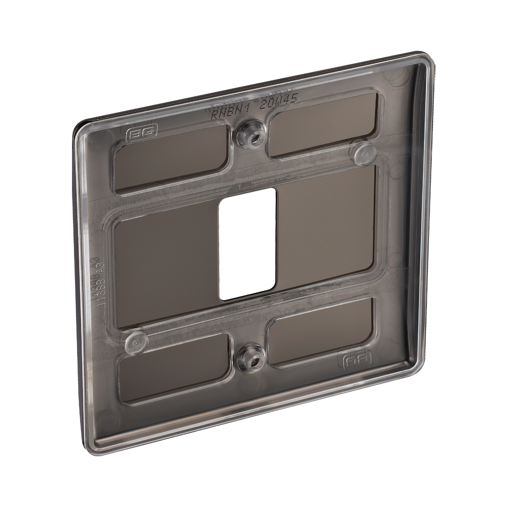 Rear view of BG Nexus Metal Black Nickel 1-gang Grid Plate