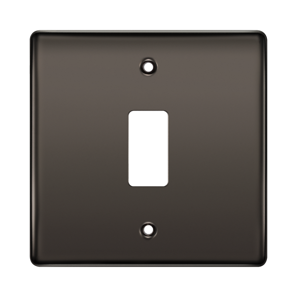 Brown switch plate with a single slot on a white background
