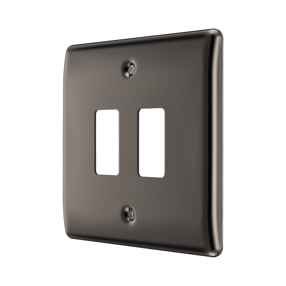 BG Nexus Metal Black Nickel 2-gang Grid Plate