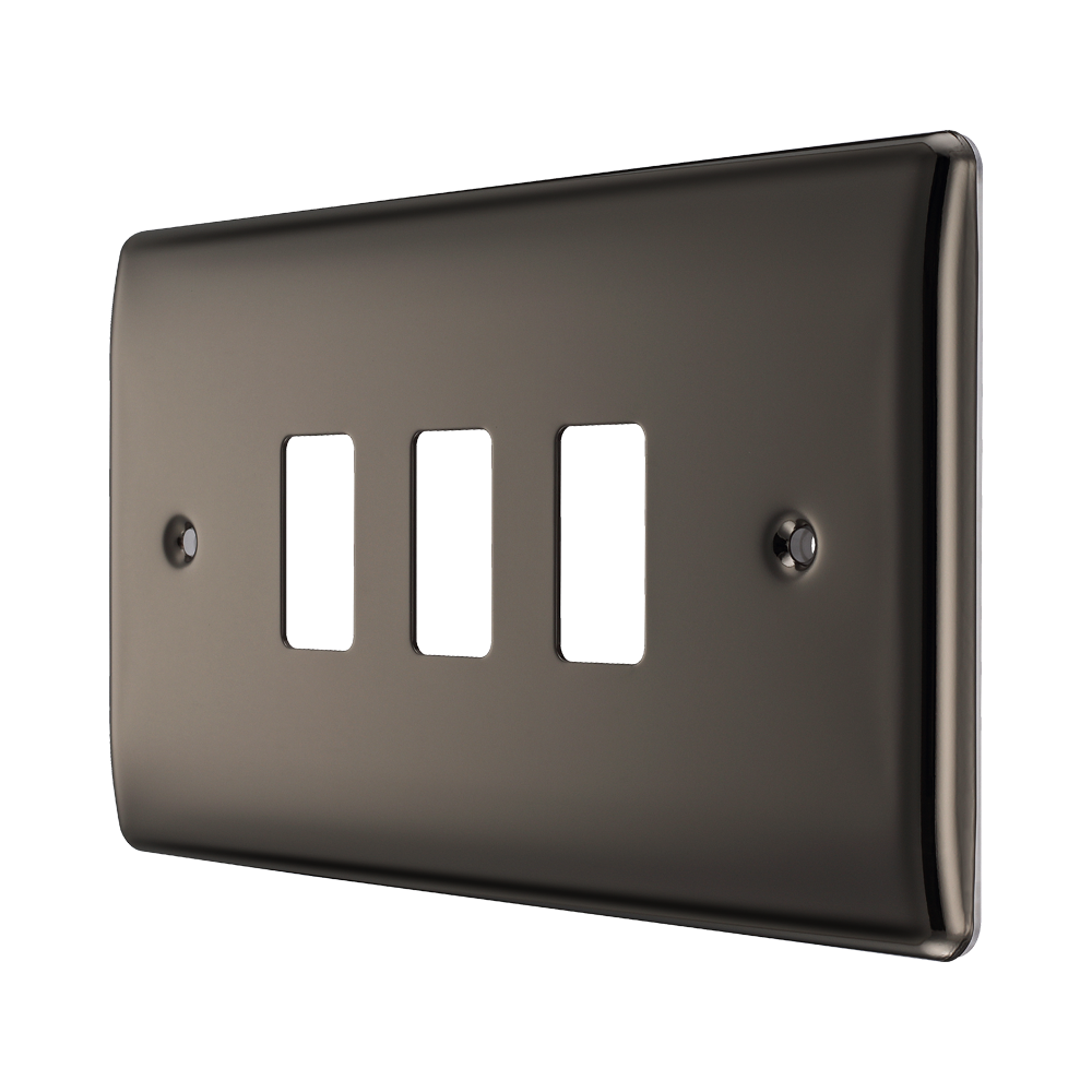 BG Nexus Metal Black Nickel 3-gang Grid Plate