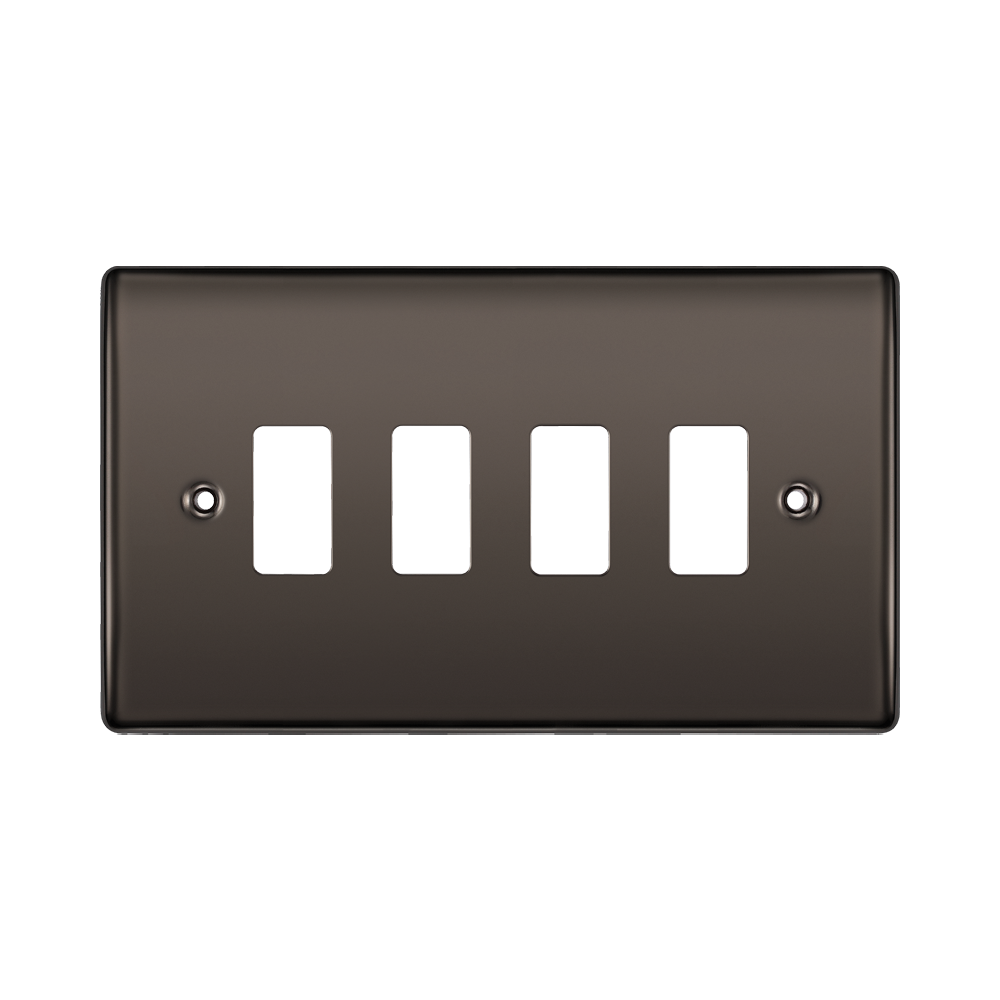 BG Nexus Metal Black Nickel 4-gang Grid Plate