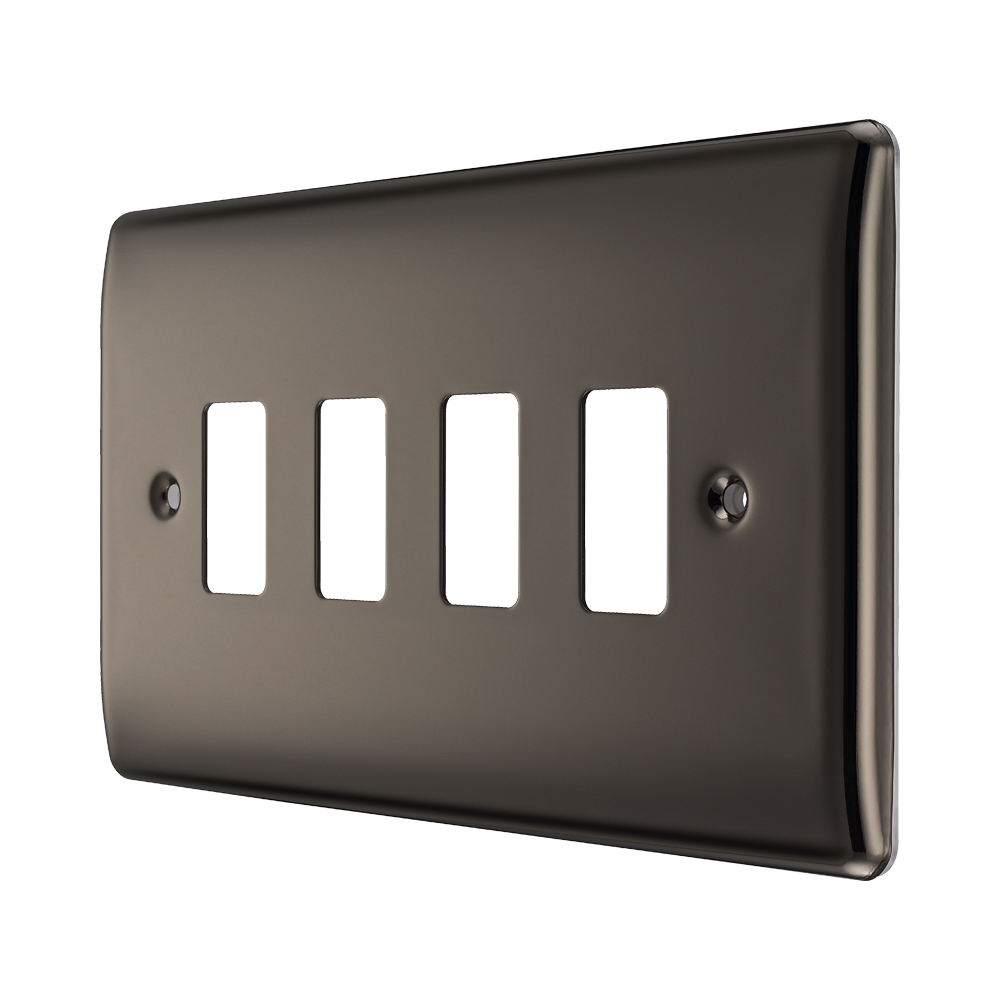 BG Nexus Metal Black Nickel 4-gang Grid Plate