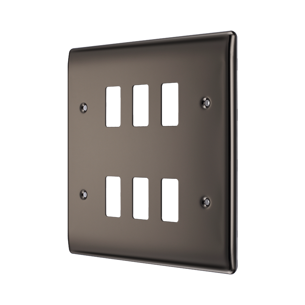 BG Nexus Metal Black Nickel 6-gang Grid Plate