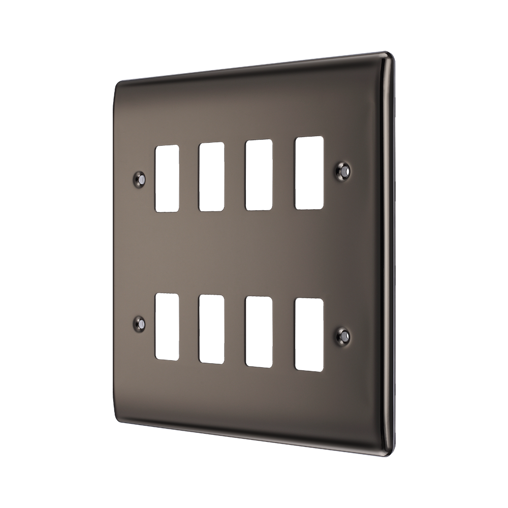 BG Nexus Metal Black Nickel 8-gang Grid Plate