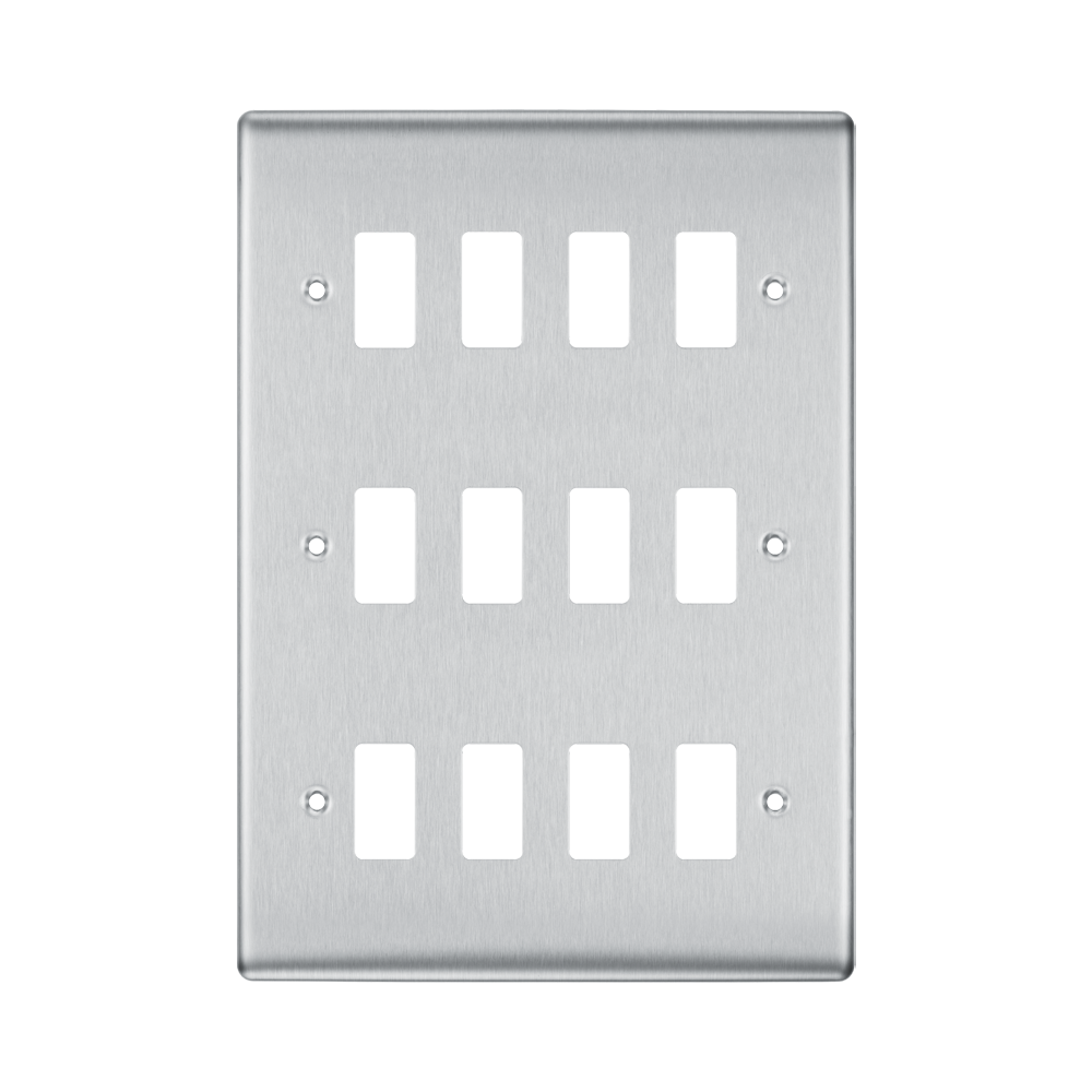 BG Nexus Metal Brushed Steel 12G Grid Plate RNBS12 Available from RS Electrical Supplies