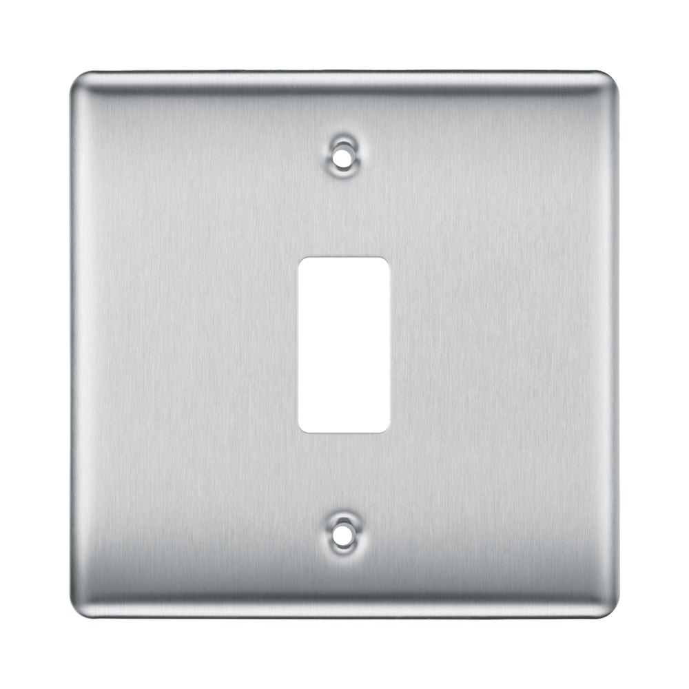 BG Nexus Metal Brushed Steel 1G Grid Plate RNBS1 Available from RS Electrical Supplies