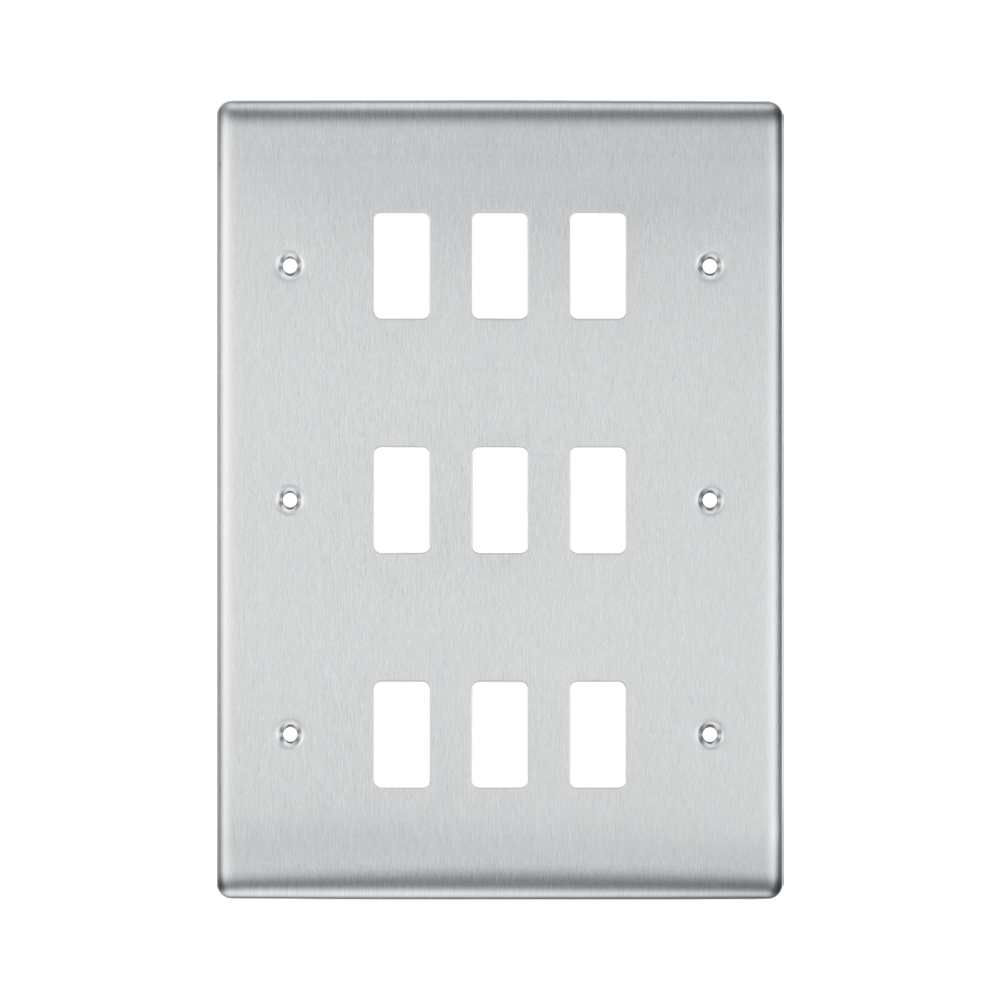 BG Nexus Metal Brushed Steel 9G Grid Plate RNBS9 Available from RS Electrical Supplies