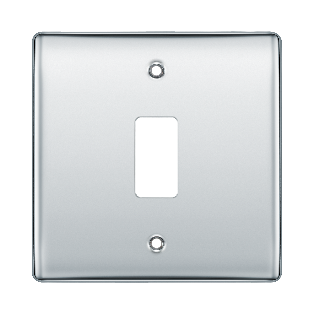 BG Nexus Metal Polished Chrome 1G Grid Plate RNPC1 Available from RS Electrical Supplies