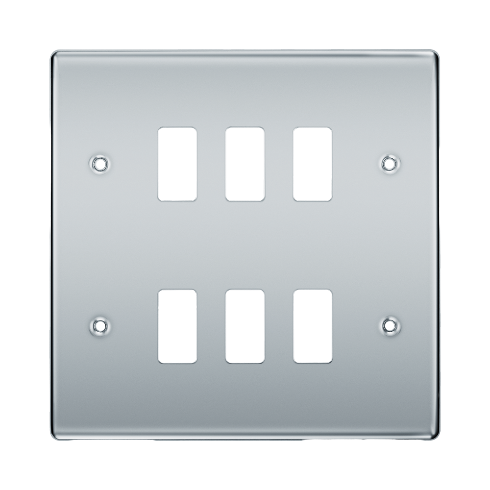 BG Nexus Metal Polished Chrome 6G Grid Plate RNPC6 Available from RS Electrical Supplies