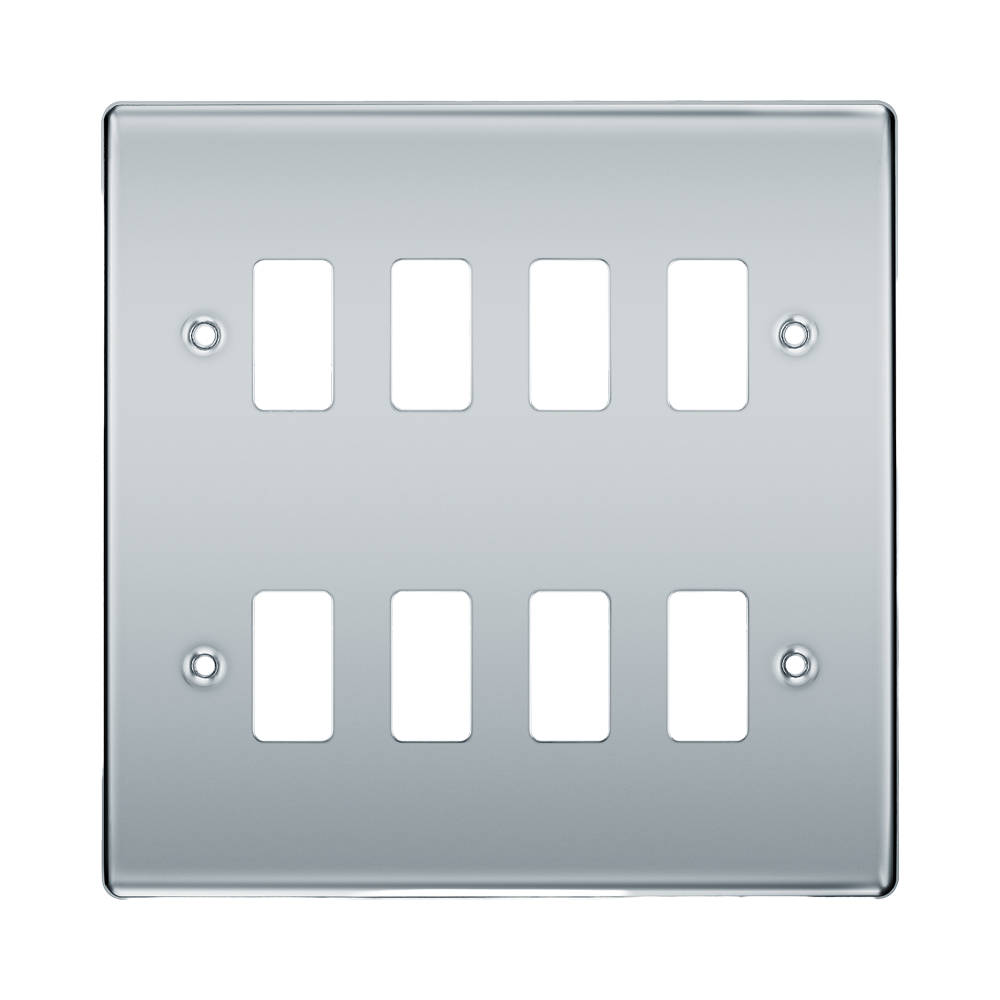 BG Nexus Metal Polished Chrome 8G Grid Plate RNPC8 Available from RS Electrical Supplies