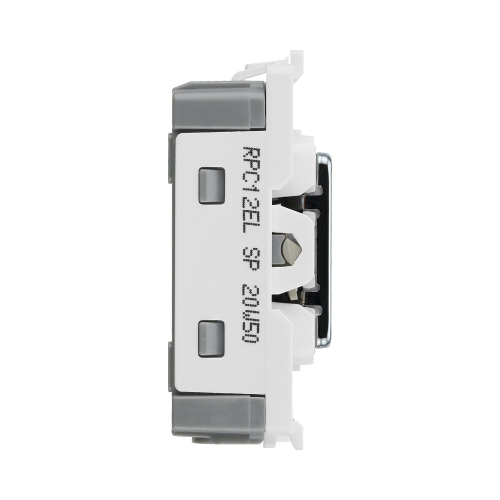 BG Electrical Polished Chrome 20AX 2 Way Key Grid Switch Printed 'EMG LGT TEST' RPC12EL – product view 4