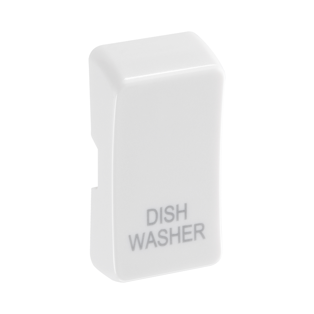 BG White Moulded PVC Engraved Dishwasher Grid Rocker Cap RRDWW Available from RS Electrical Supplies