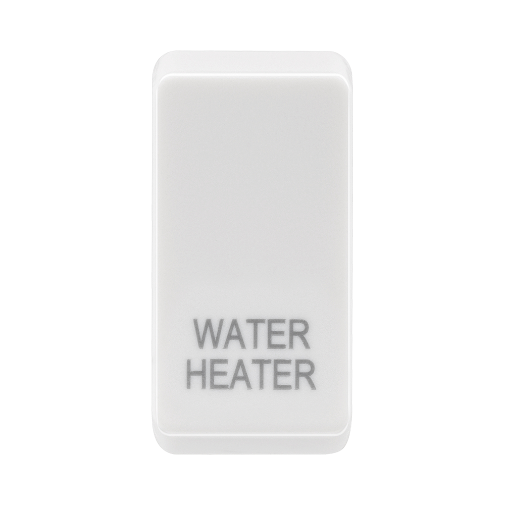 BG white moulded water heater grid rocker cap front view