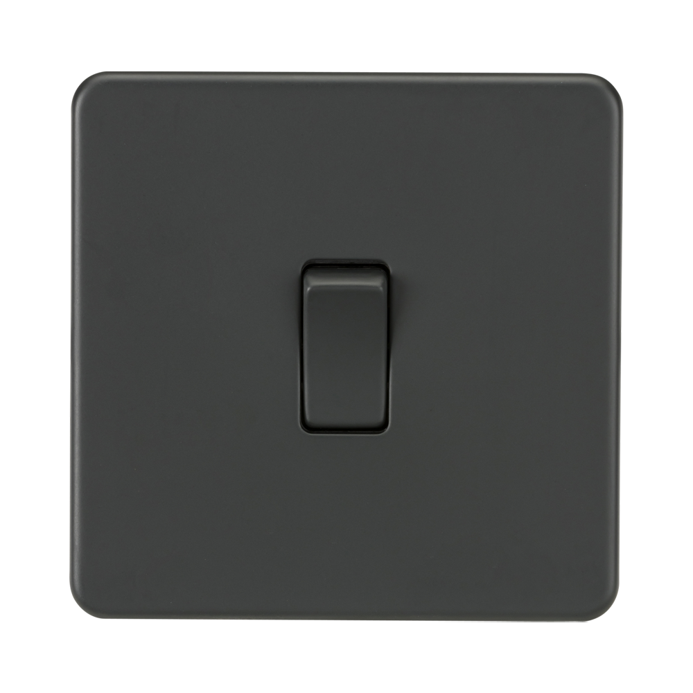 Anthracite Light Switch (1G 2-way) by Knightsbridge with Screwless flat plate rated 10AX